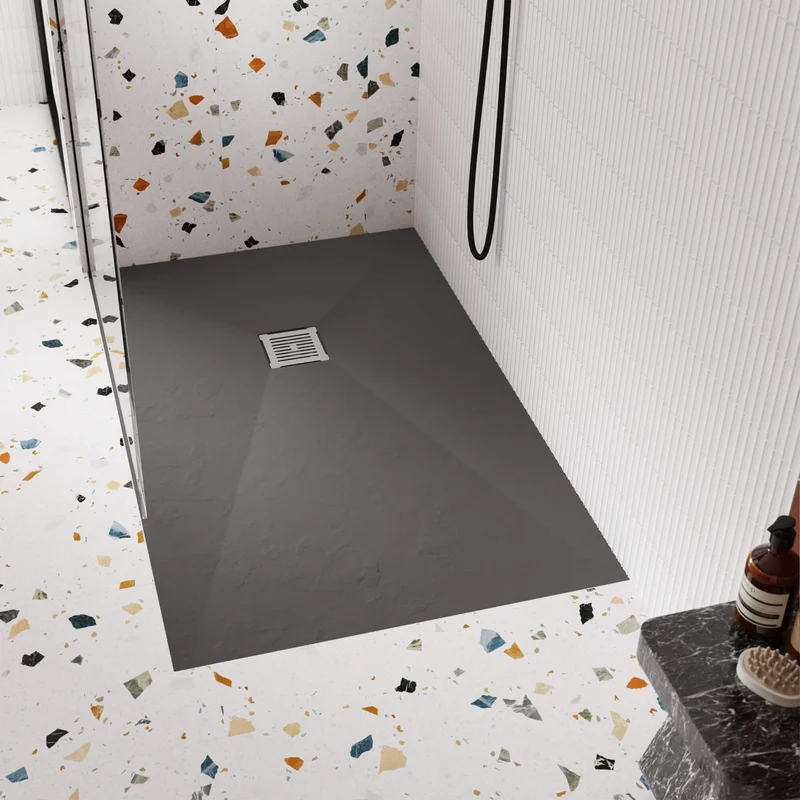 Nuie Slimline Grey Slate Rectangular Shower Tray