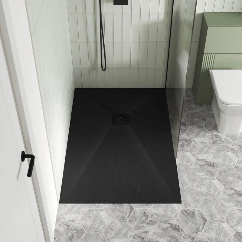 Nuie Slimline Black Slate Rectangular Shower Tray