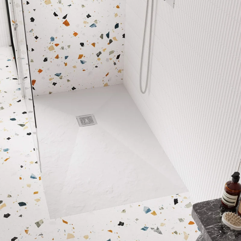 Nuie Slimline White Slate Rectangular Shower Tray