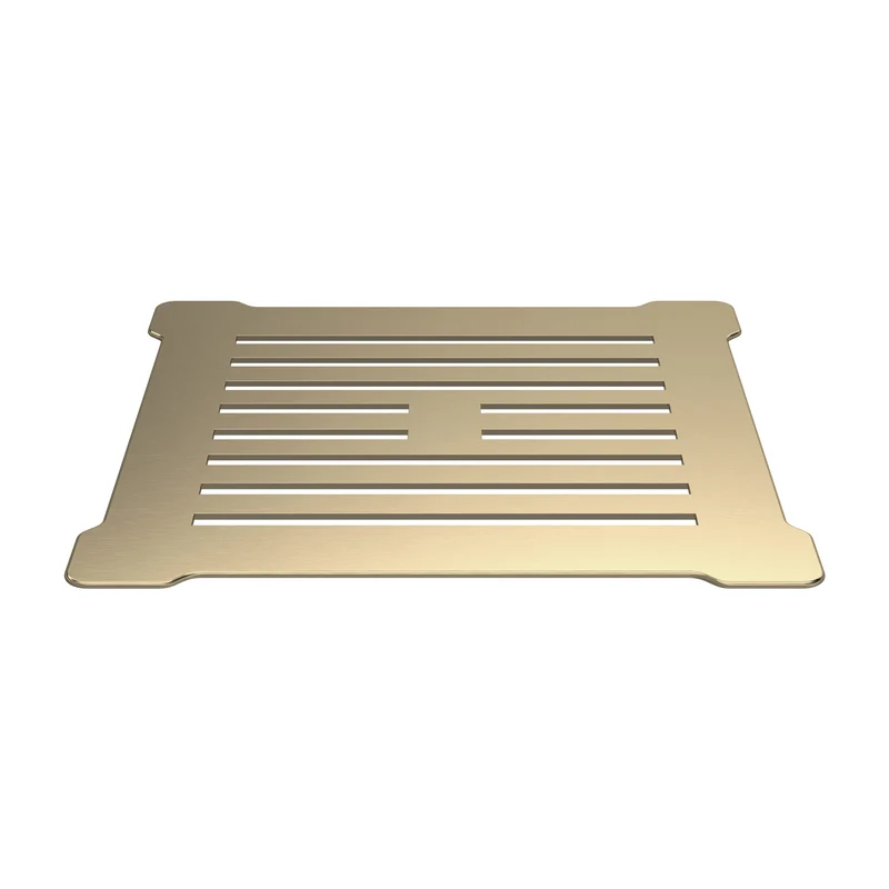 Nuie Slimline Square Shower Tray Waste - Brushed Brass & White