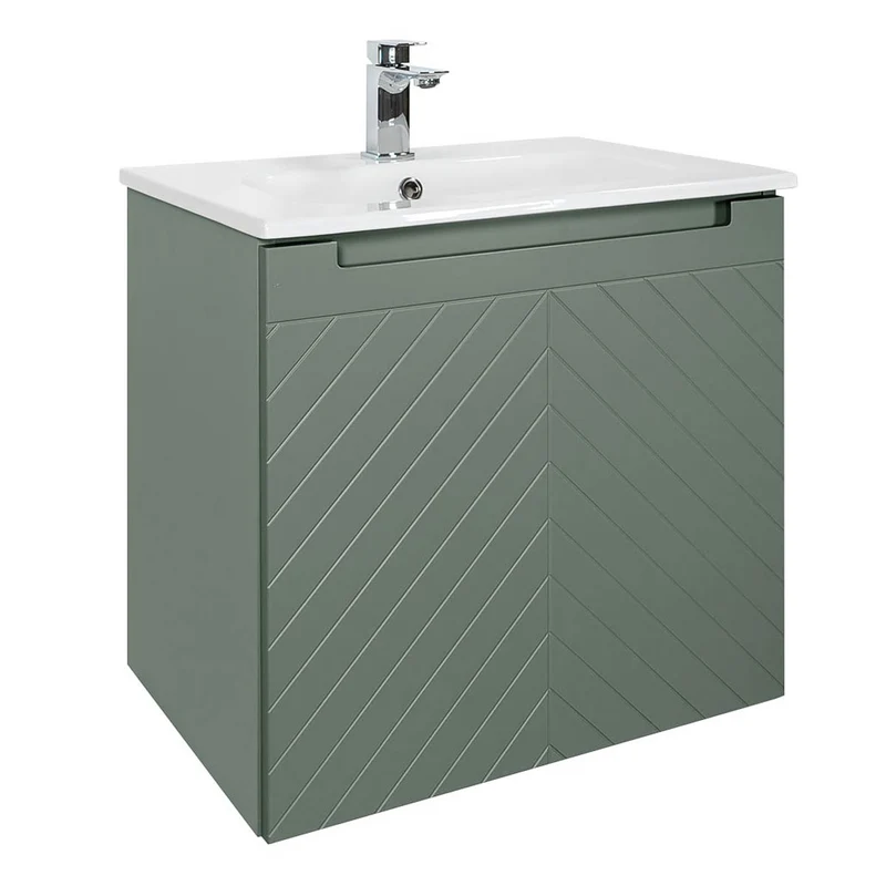 Josef Martin Sophie 600mm Chevron Vanity Unit & Slimline Basin - Spring Green