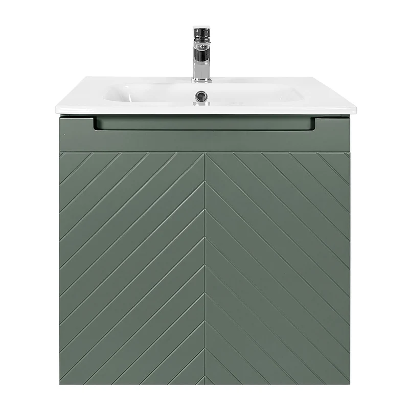 Josef Martin Sophie 600mm Chevron Vanity Unit & Slimline Basin - Spring Green