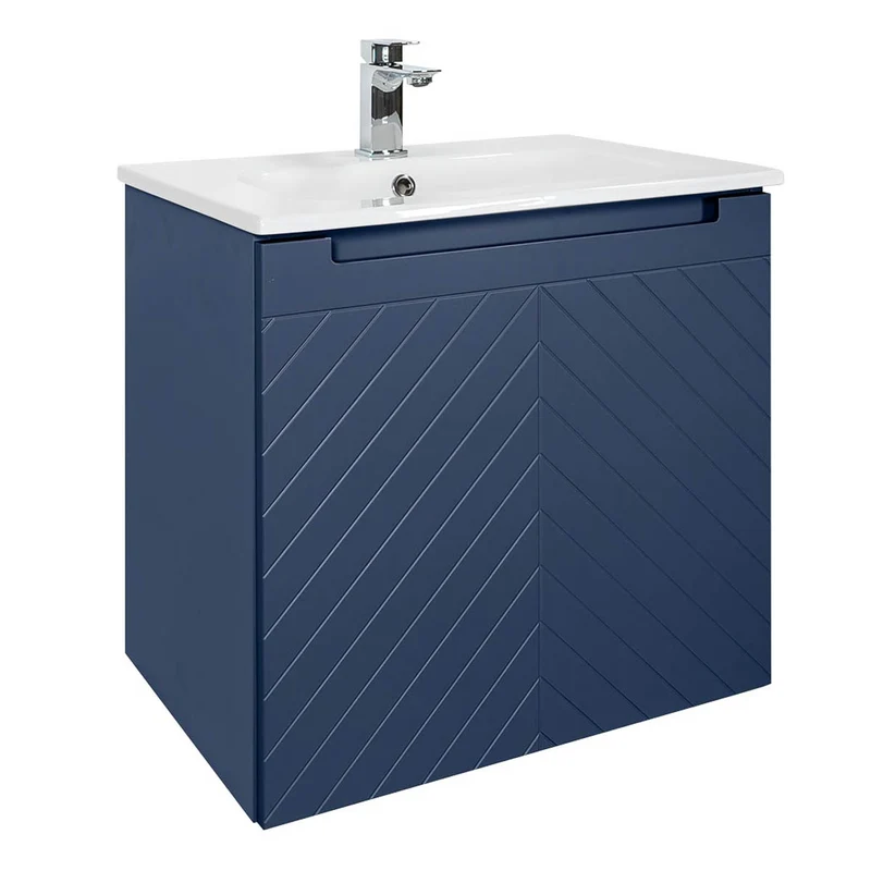 Josef Martin Sophie 600mm Chevron Vanity Unit & Slimline Basin - Marine Blue