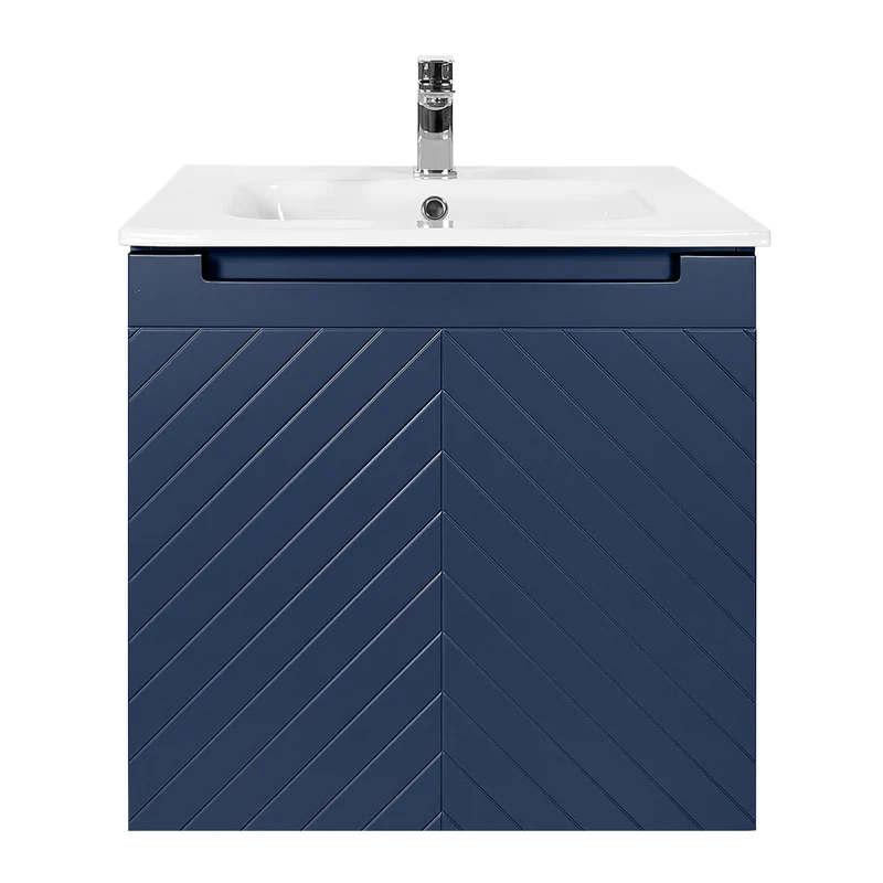 Josef Martin Sophie 600mm Chevron Vanity Unit & Slimline Basin - Marine Blue