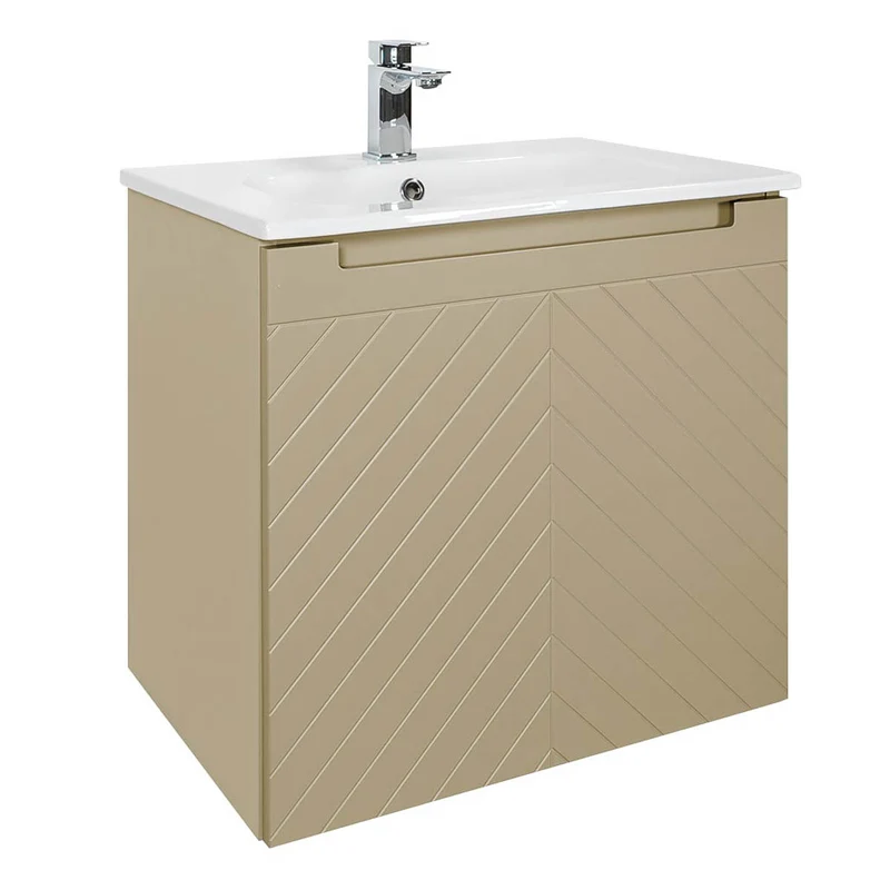 Josef Martin Sophie 600mm Chevron Vanity Unit & Slimline Basin - Sand