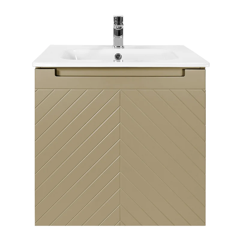 Josef Martin Sophie 600mm Chevron Vanity Unit & Slimline Basin - Sand