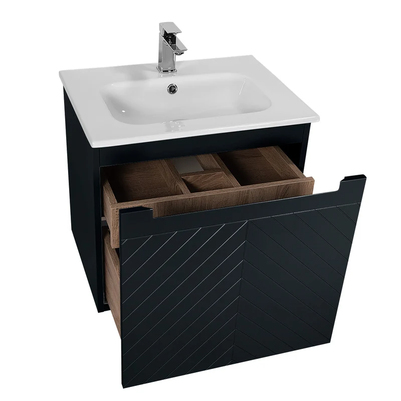 Josef Martin Sophie 600mm Chevron Vanity Unit & Slimline Basin - Ember