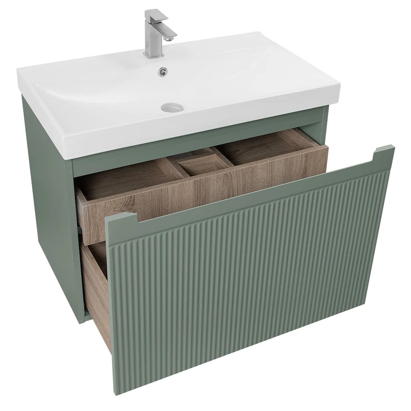 Josef Martin Sophie 800mm Reeded Vanity Unit & Basin - Spring Green