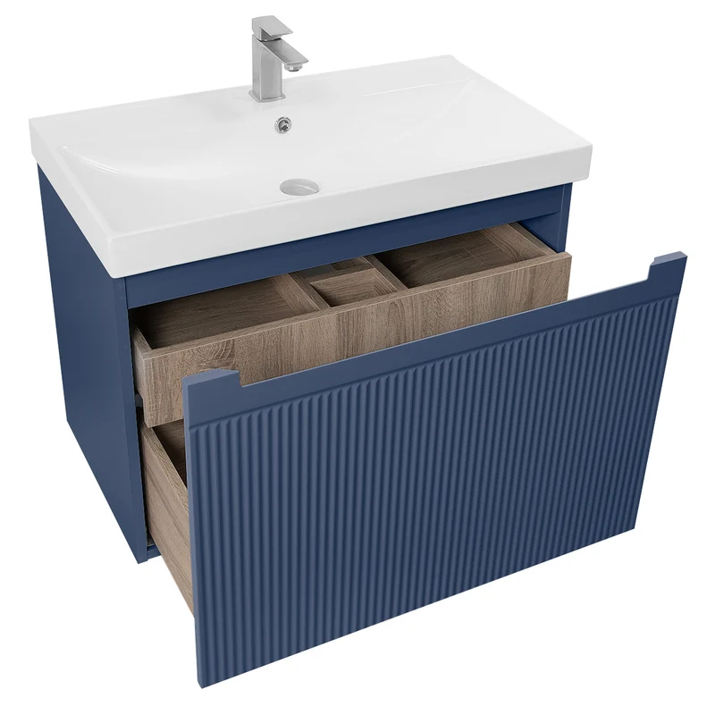 Josef Martin Sophie 800mm Reeded Vanity Unit & Basin - Marine Blue