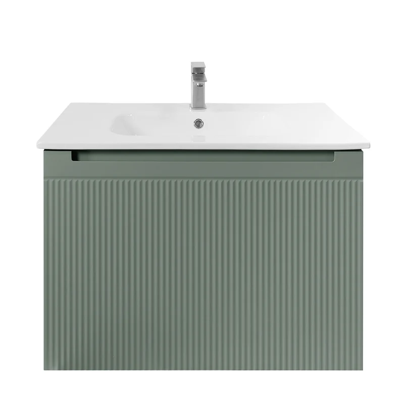 Josef Martin Sophie 800mm Reeded Vanity Unit & Slimline Basin - Spring Green