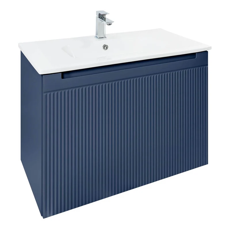 Josef Martin Sophie 800mm Reeded Vanity Unit & Slimline Basin - Marine Blue