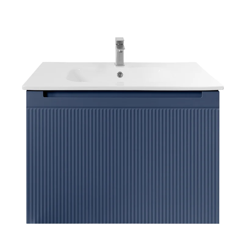 Josef Martin Sophie 800mm Reeded Vanity Unit & Slimline Basin - Marine Blue