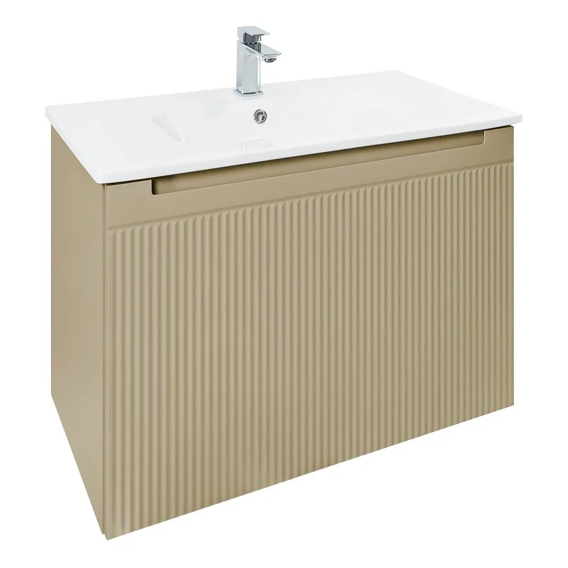 Josef Martin Sophie 800mm Reeded Vanity Unit & Slimline Basin - Sand