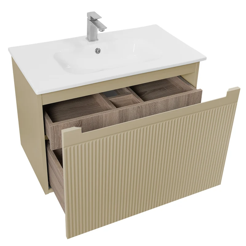 Josef Martin Sophie 800mm Reeded Vanity Unit & Slimline Basin - Sand