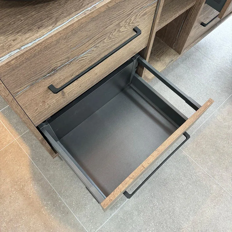Josef Martin 1400mm Remo Wall Hung Double Vanity Unit & Worktop - Pewter Oak