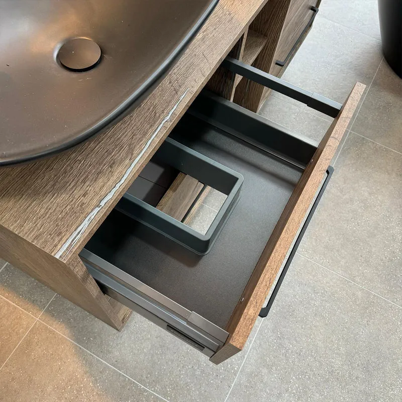 Josef Martin 1400mm Remo Wall Hung Double Vanity Unit & Worktop - Pewter Oak