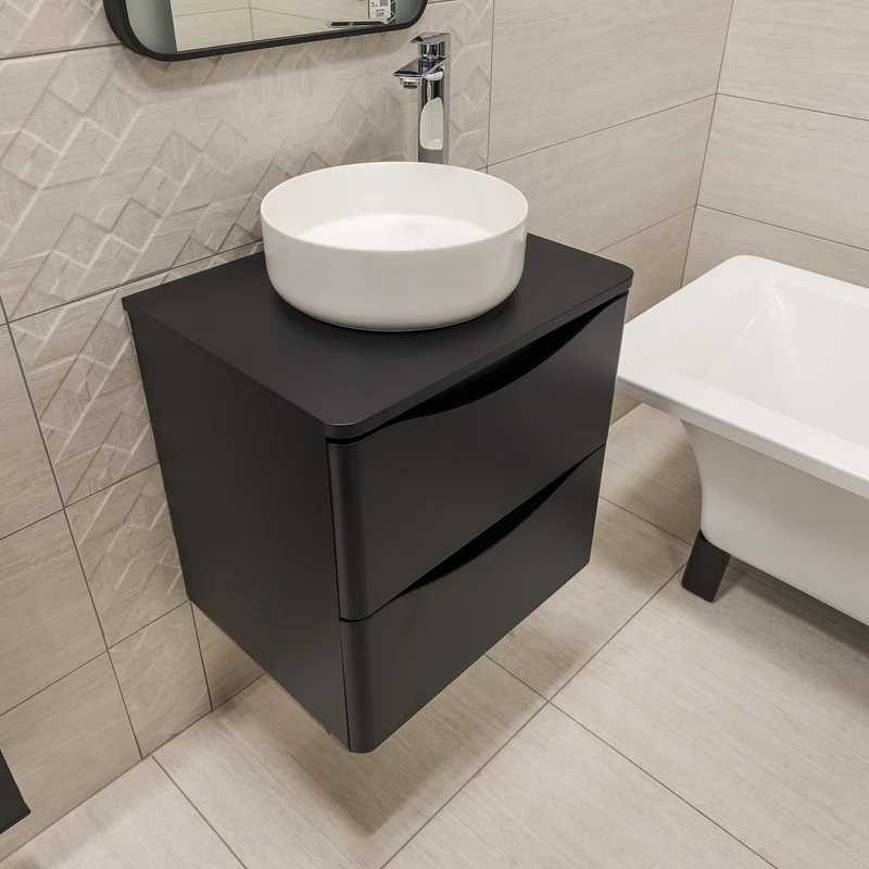 Josef Martin Happi 600mm Wall Hung 2 Drawer Vanity Unit & Worktop - Ember