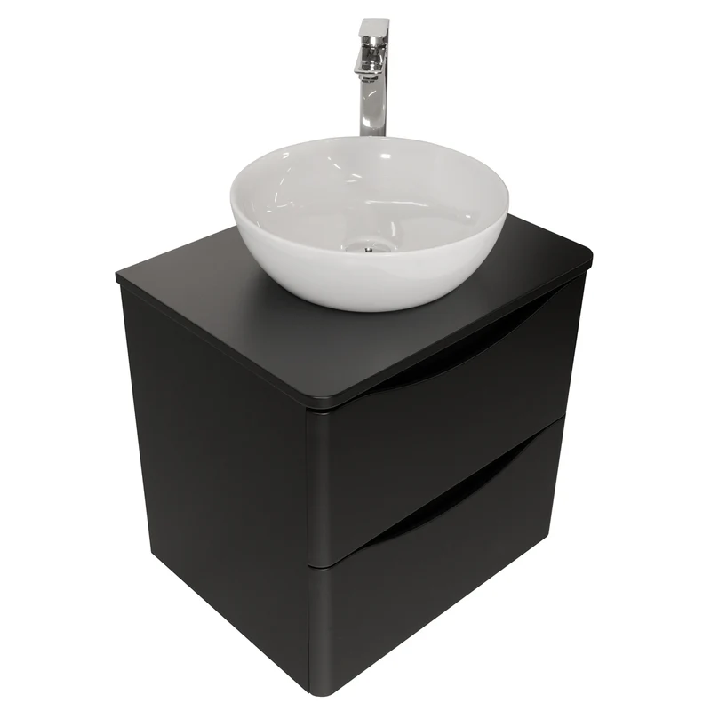 Josef Martin Happi 600mm Wall Hung 2 Drawer Vanity Unit & Worktop - Ember