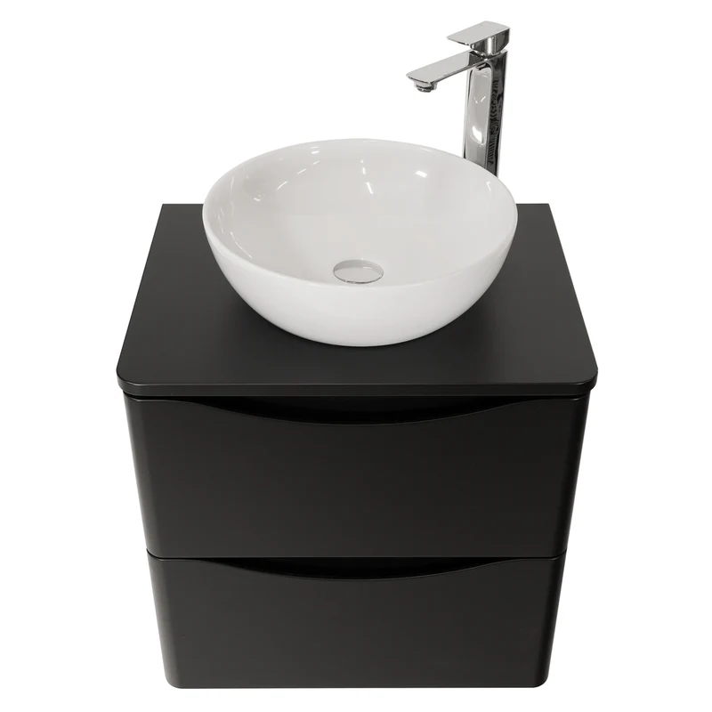 Josef Martin Happi 600mm Wall Hung 2 Drawer Vanity Unit & Worktop - Ember