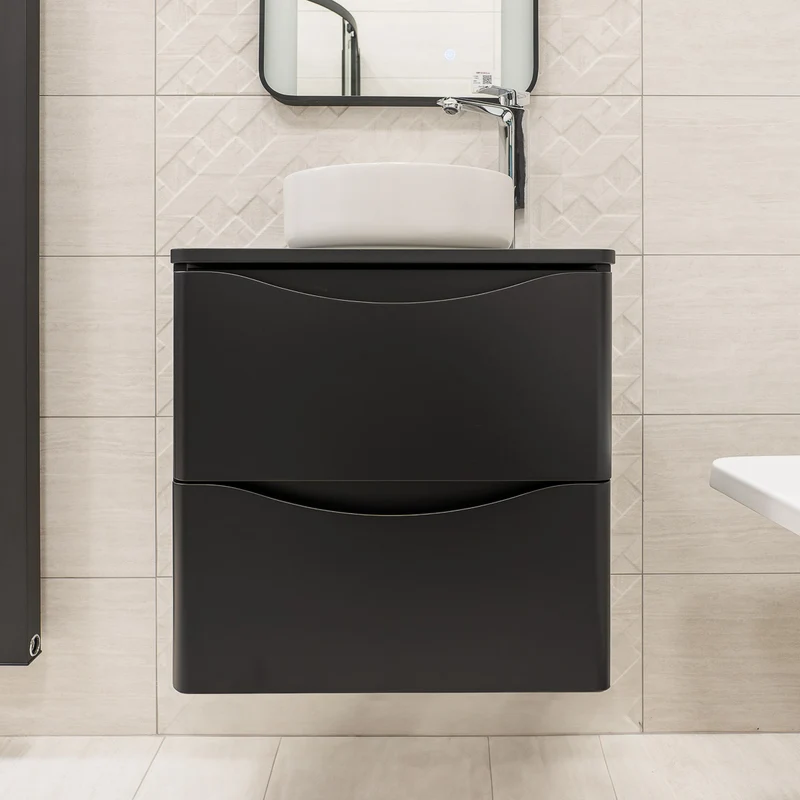 Josef Martin Happi 600mm Wall Hung 2 Drawer Vanity Unit & Worktop - Ember