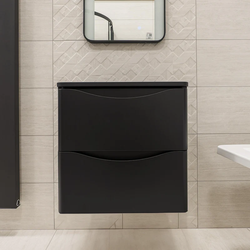 Josef Martin Happi 600mm Wall Hung 2 Drawer Vanity Unit & Worktop - Ember