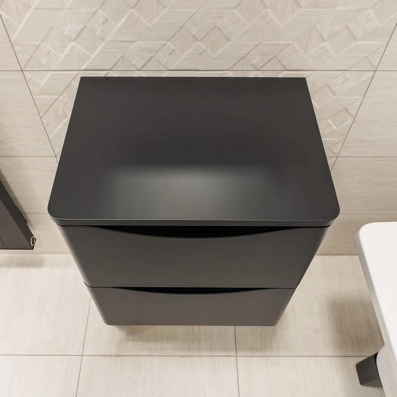 Josef Martin Happi 600mm Wall Hung 2 Drawer Vanity Unit & Worktop - Ember