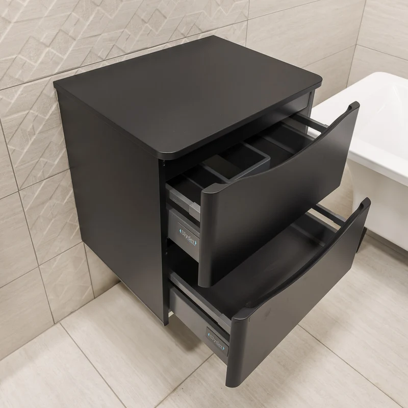 Josef Martin Happi 600mm Wall Hung 2 Drawer Vanity Unit & Worktop - Ember
