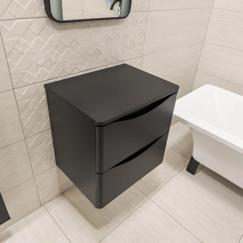 Josef Martin Happi 600mm Wall Hung 2 Drawer Vanity Unit & Worktop - Ember