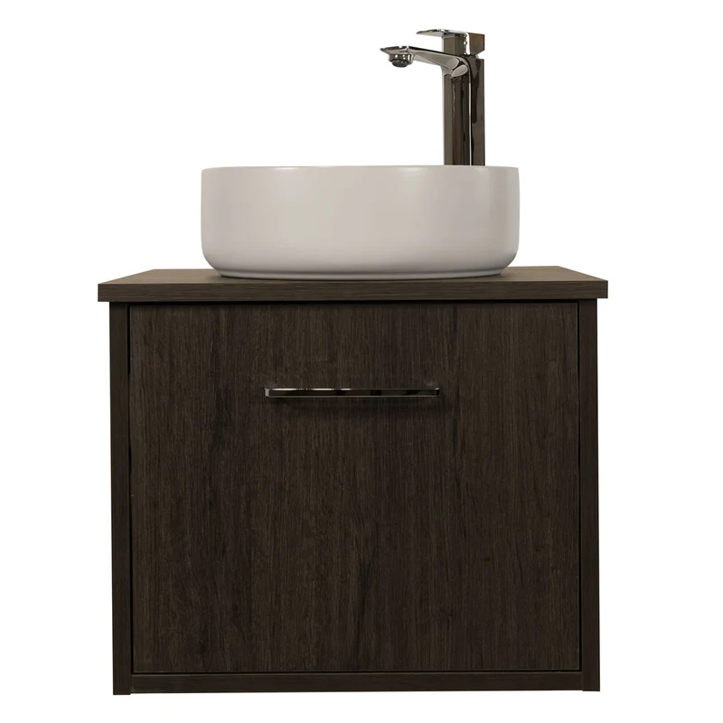 Josef Martin Urbano 500mm Space Saver Wall Hung 1 Drawer Vanity Unit with Worktop - Roble Azabache