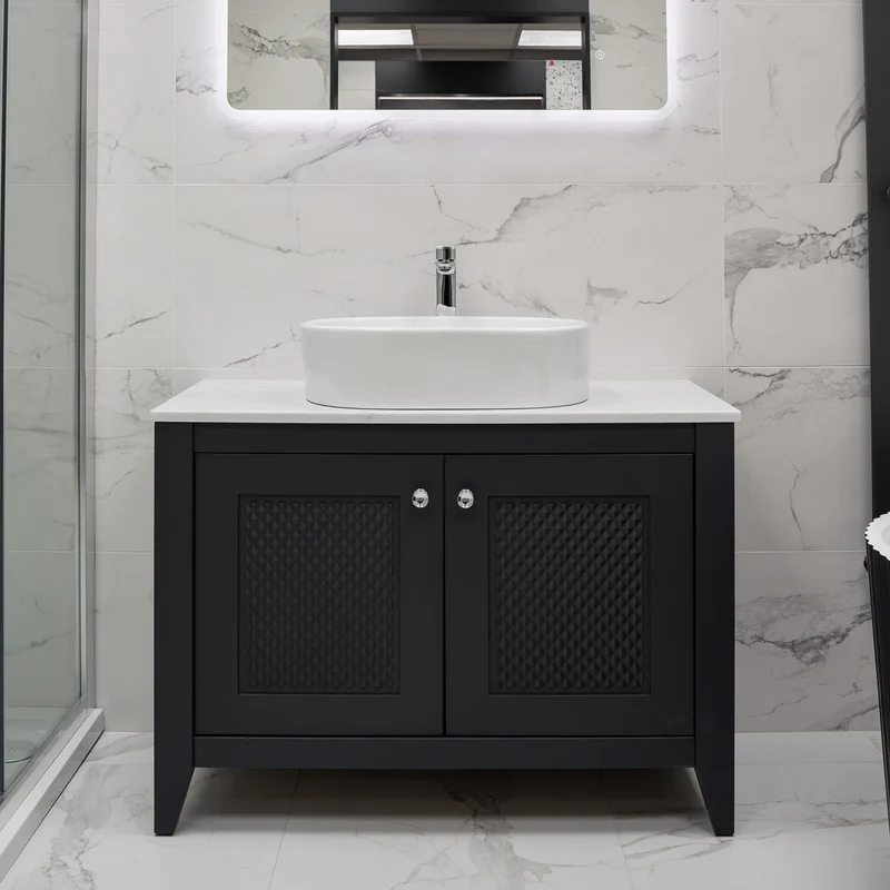 Josef Martin Eden 1050mm Floor Standing Vanity Unit & Pebble Worktop - Slate