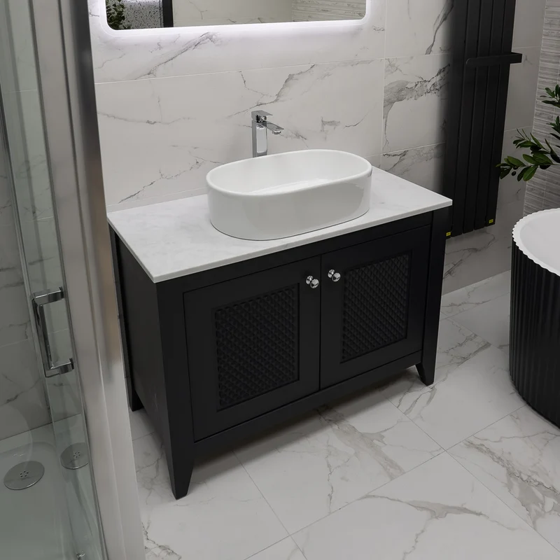 Josef Martin Eden 1050mm Floor Standing Vanity Unit & Pebble Worktop - Slate
