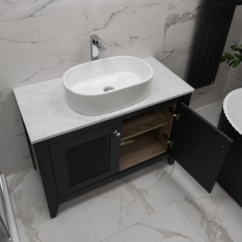Josef Martin Eden 1050mm Floor Standing Vanity Unit & Pebble Worktop - Slate
