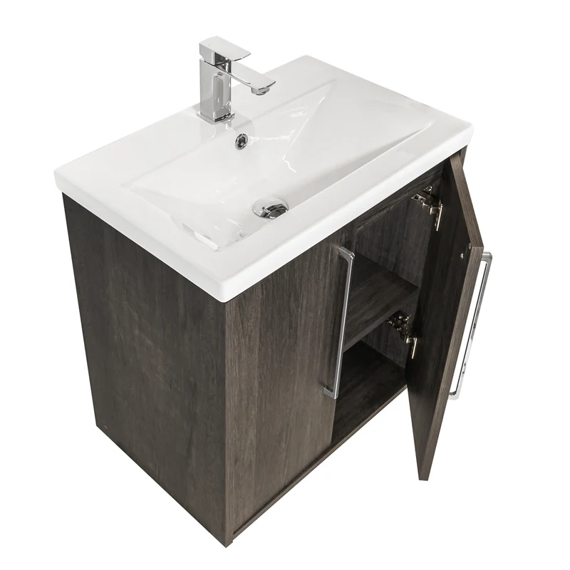 Josef Martin Urbano 600mm Space Saver Wall Hung Vanity Unit & Basin - Roble Azabache