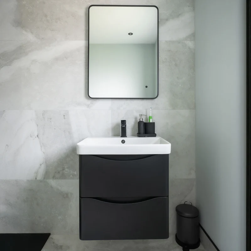 Josef Martin Happi 600mm Wall Hung 2 Drawer Vanity Unit & Inset Basin - Ember