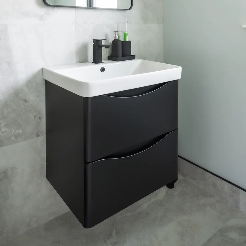 Josef Martin Happi 600mm Wall Hung 2 Drawer Vanity Unit & Inset Basin - Ember