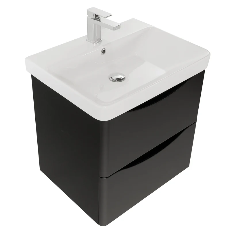 Josef Martin Happi 600mm Wall Hung 2 Drawer Vanity Unit & Inset Basin - Ember