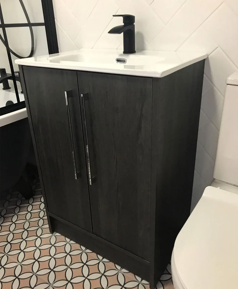 Josef Martin Urbano 500mm Space Saver Floor Standing Vanity Unit & Basin - Roble Azabache