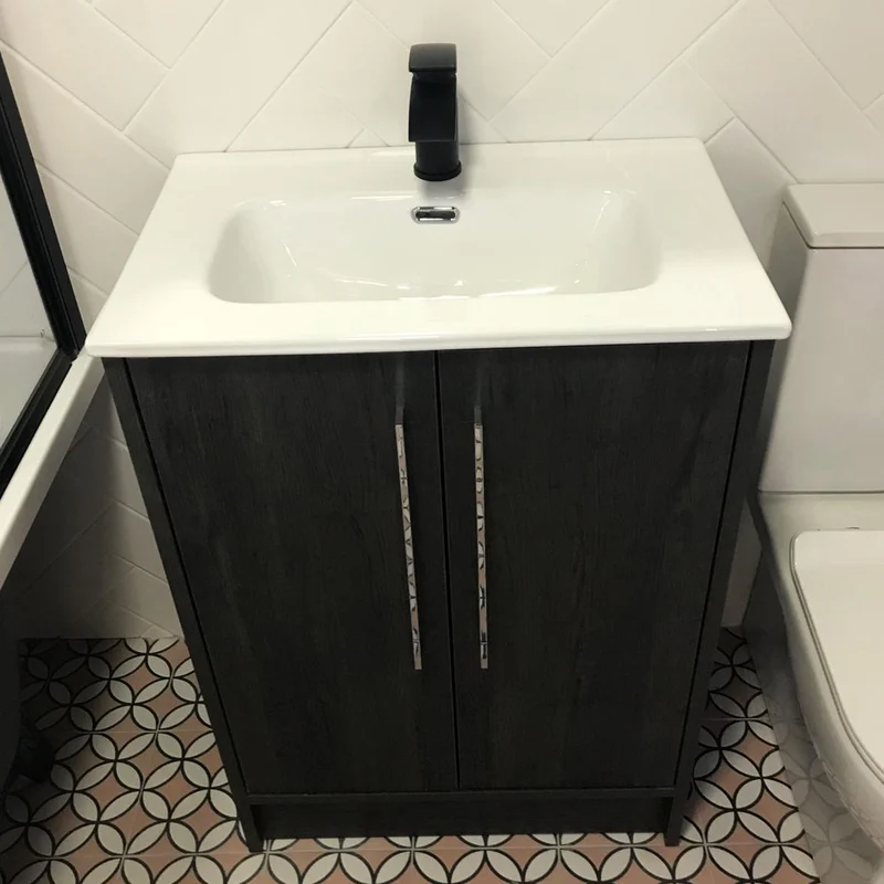 Josef Martin Urbano 500mm Space Saver Floor Standing Vanity Unit & Basin - Roble Azabache