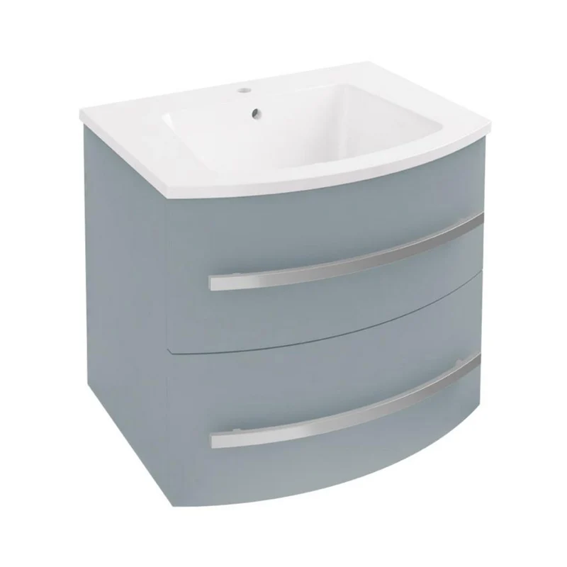 Centa 600mm Curved Wall Hung Vanity Unit and Basin (Excludes Handles) - Grey
