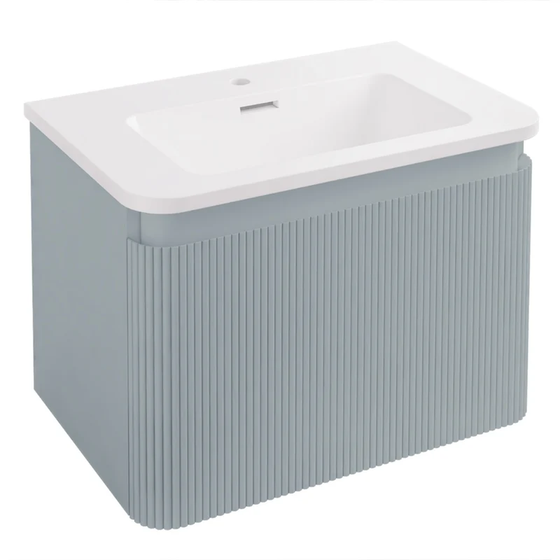 Belice Fluted 600mm Wall Hung Vanity Unit and Basin - Grey