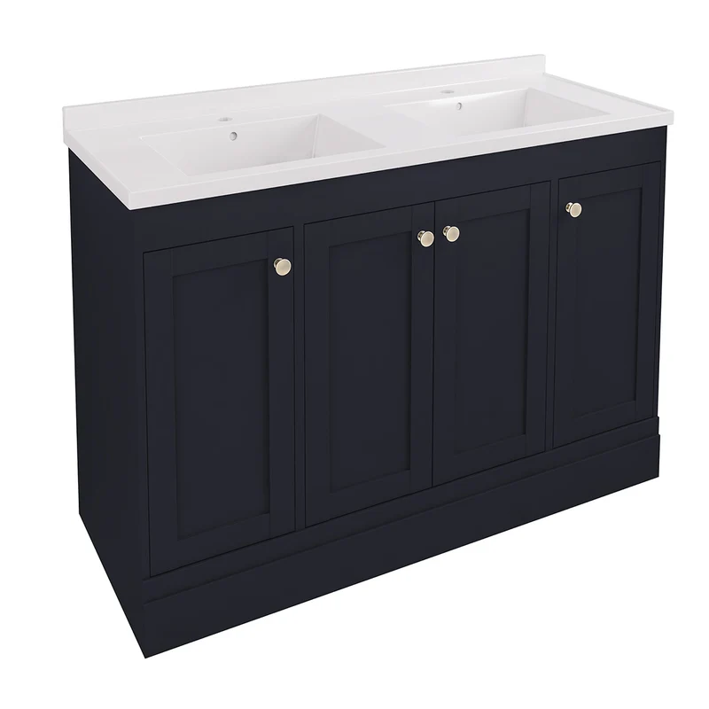 Hardwick Straight 1200mm Floor Standing Vanity Unit and Double Basin - Matt Anthracite