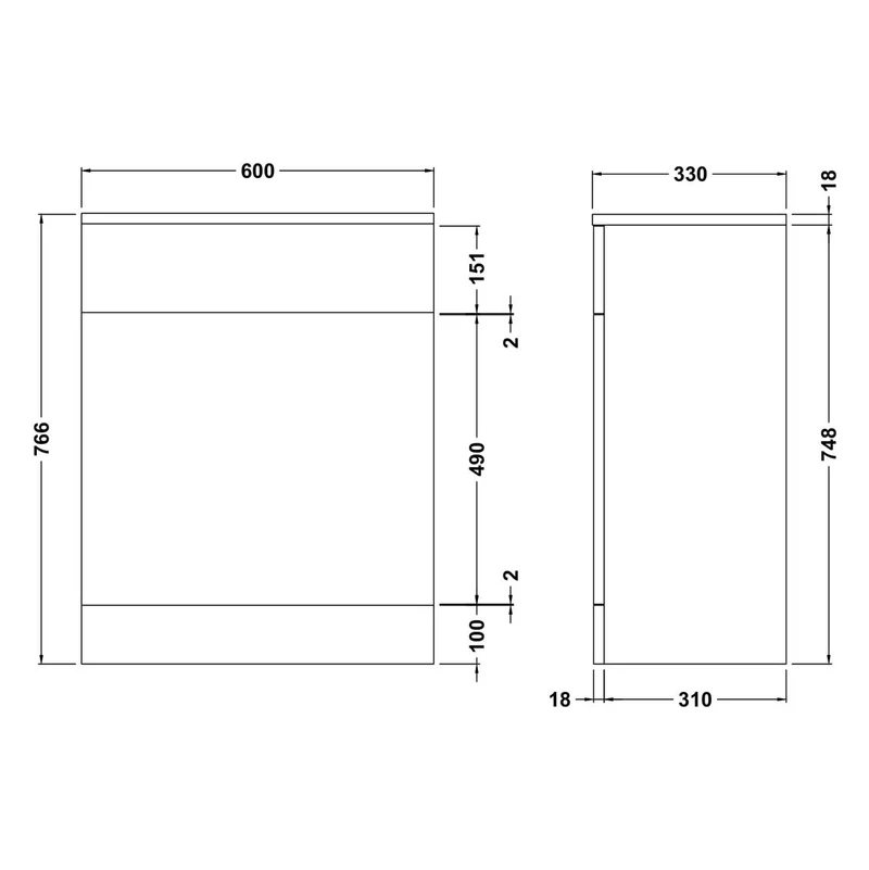 Nuie Mayford 600 x 330mm WC Unit (Without Cistern) - Gloss White