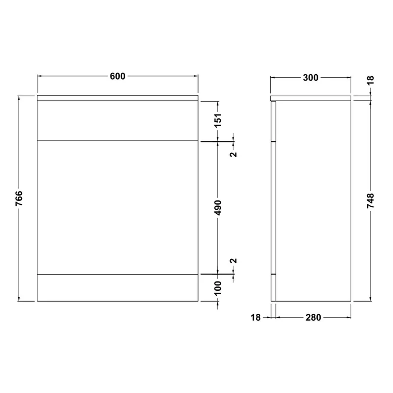 Nuie Mayford 600 x 300mm WC Unit (Without Cistern) - Gloss White