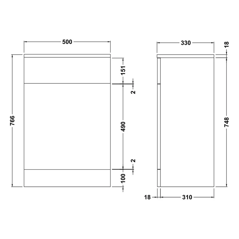 Nuie Mayford 500 x 330mm WC Unit (Without Cistern) - Gloss White