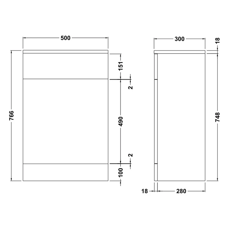 Nuie Mayford 500 x 300mm WC Unit (Without Cistern) - Gloss White