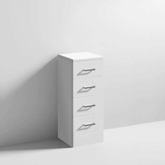 Nuie Mayford 766 x 300 x 330mm Floor Standing 4 Drawer Unit - Gloss White