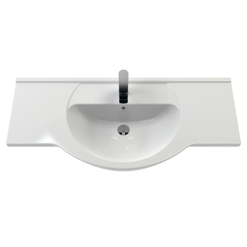 Nuie Mayford 1050 x 330mm Floor Standing Vanity Unit With 2 Doors, 3 Drawers & Ceramic Basin - Gloss White