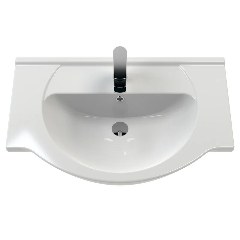 Nuie Mayford 750 x 330mm Floor Standing Vanity Unit With 3 Doors, 2 Drawers & Ceramic Basin - Gloss White