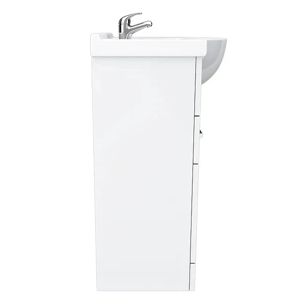 Nuie Mayford 750 x 330mm Floor Standing Vanity Unit With 3 Doors, 2 Drawers & Ceramic Basin - Gloss White