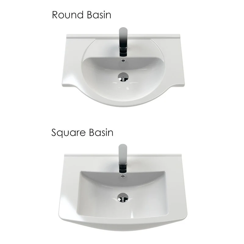 Nuie Mayford 650 x 300mm Floor Standing Vanity Unit With 2 Doors & Ceramic Basin - Gloss White